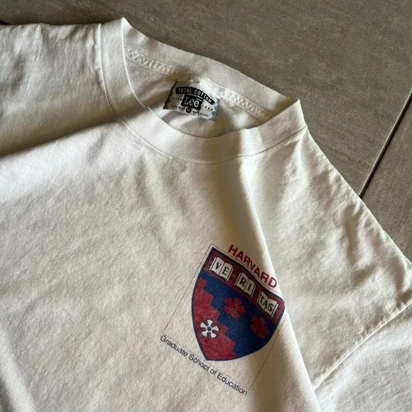 Vintage 90s pocket logo Harvard University white cotton t-shirt - Picture 3 of 8